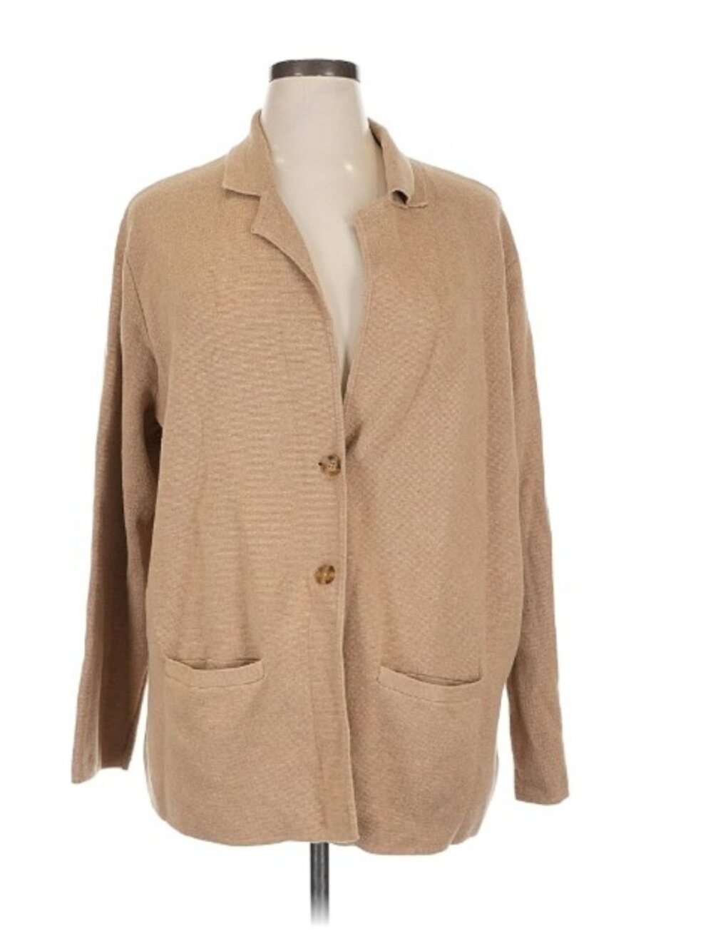 Lands' End Camel Open-Front Cardigan Sweater - Size 1X (16W-18W)